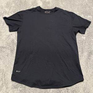BYLT Shirt Mens Large Black Drop Cut Crewneck Curved Hem Performance Gym